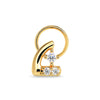 Abstract Curve Design Gold Nosepin With Round Diamonds
