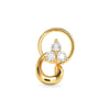 Swirling Curve Gold Nosepin With Three Round Stones