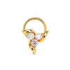 Gold Twisted Trillium Floral Nosepin With Round Diamonds