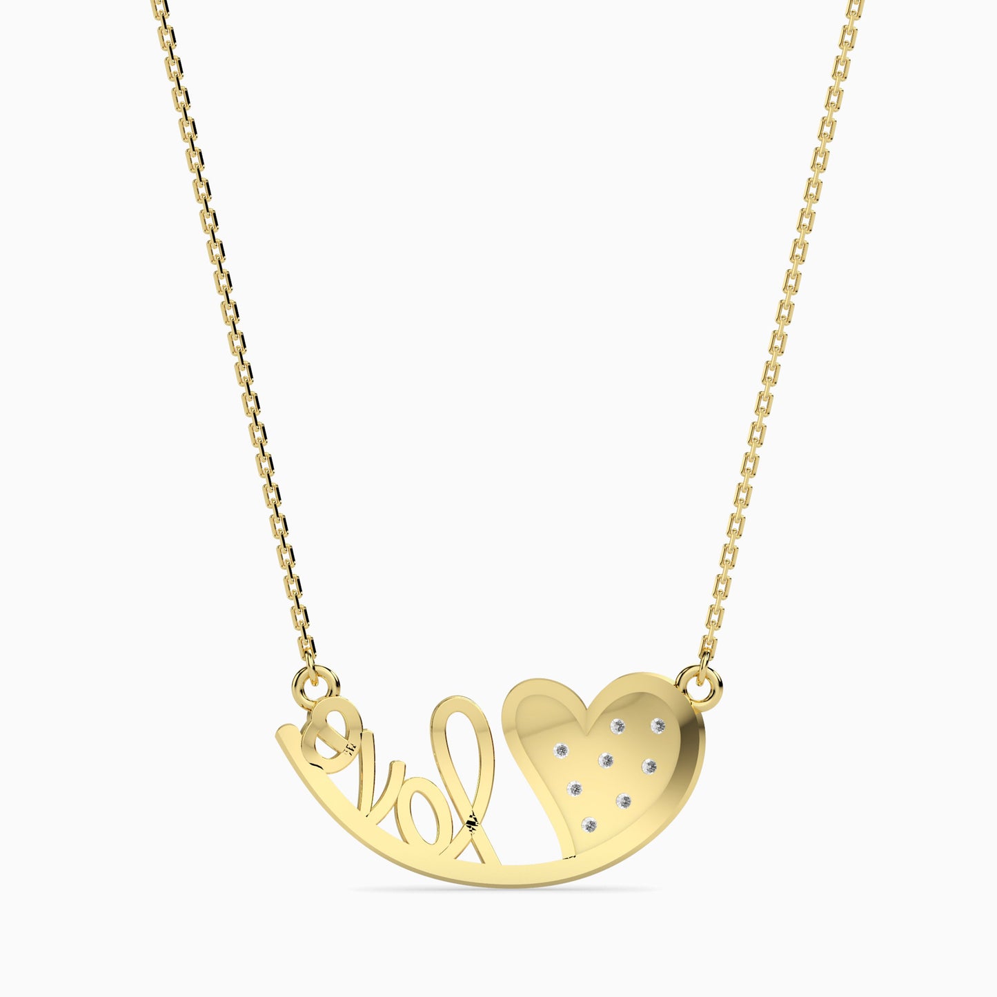 heart script love pendant with small round pendants