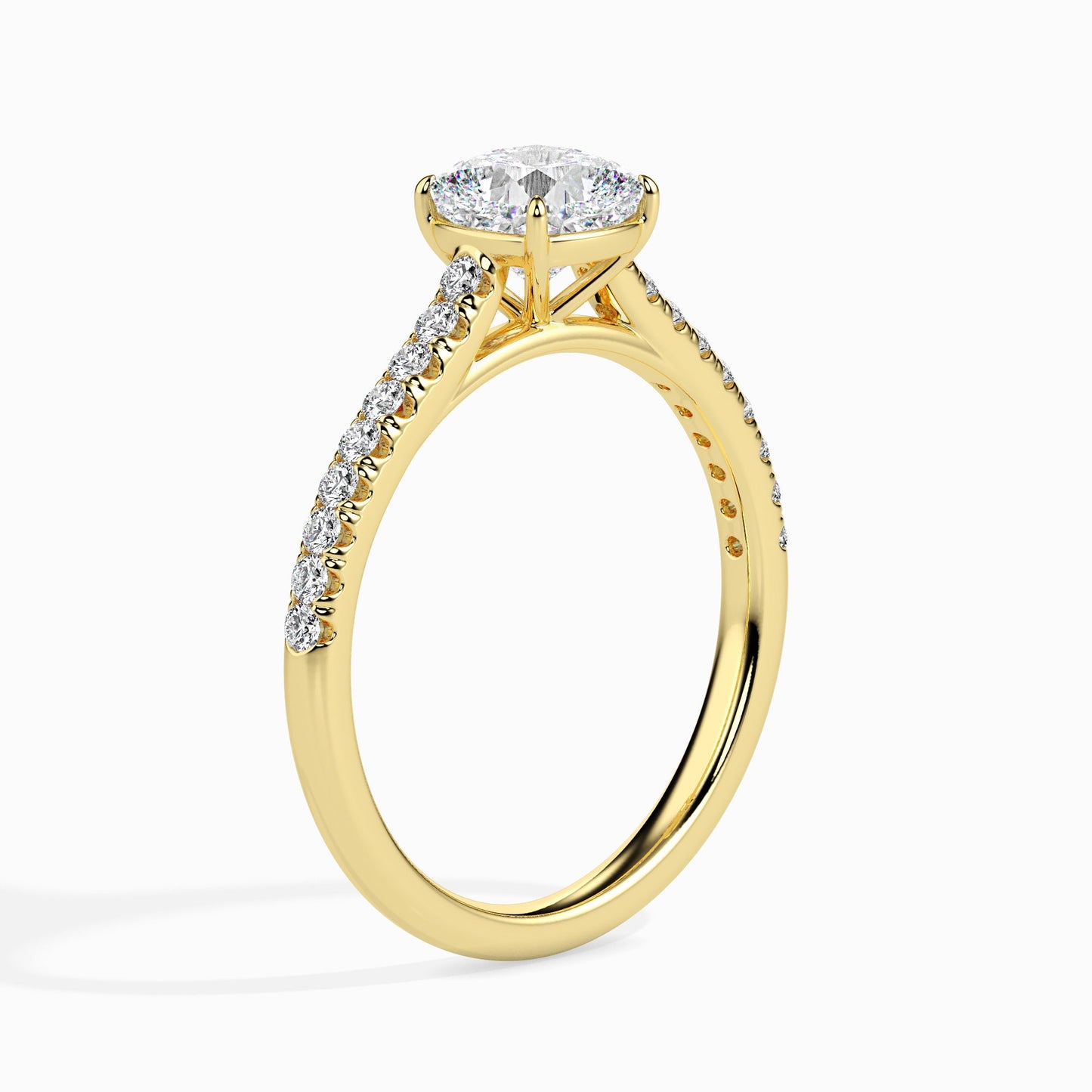cushion of love 4 prong cushion cut solitaire ring with round side stones