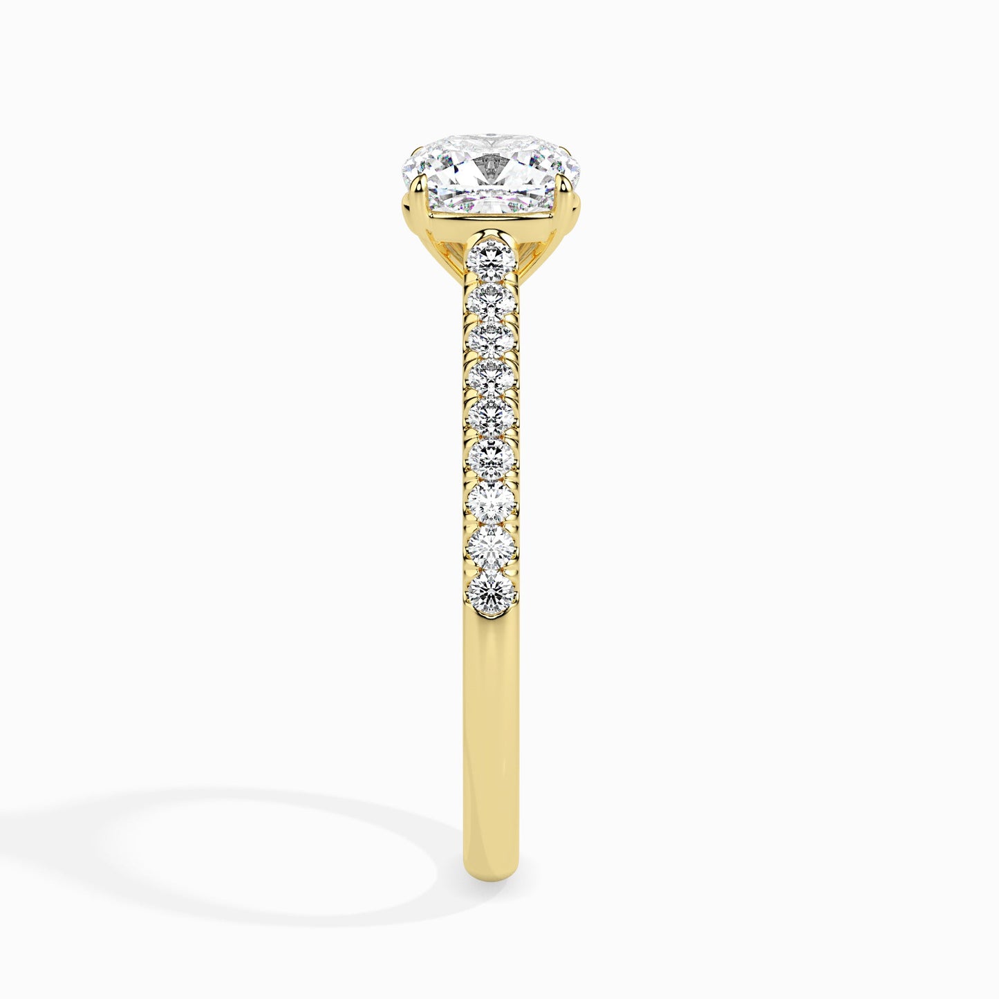 cushion of love 4 prong cushion cut solitaire ring with round side stones