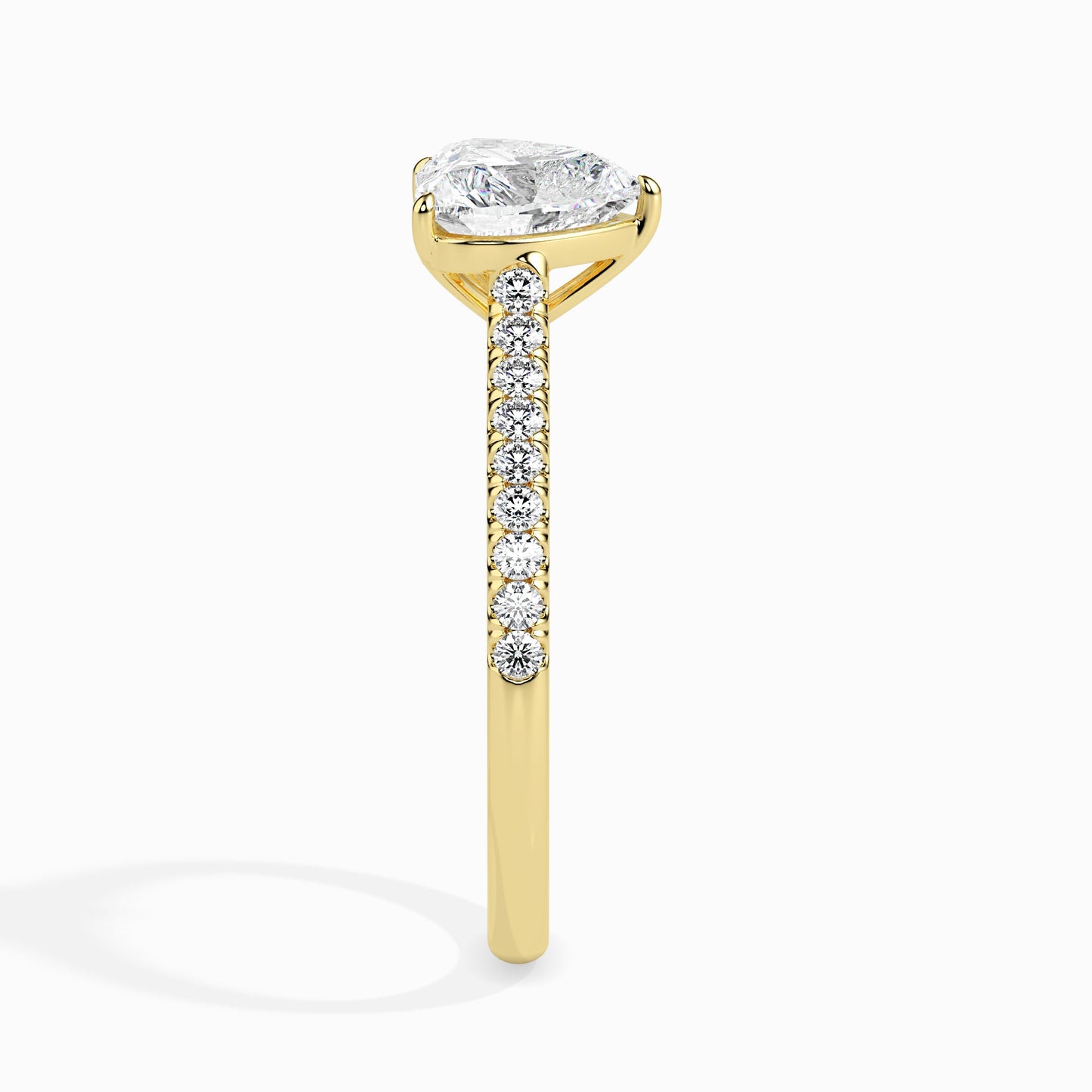 whisper of love 3 prong heart solitaire engagement ring with round sidestones