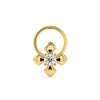 4 Petal Floral Round Stone Centering Gold Nosepin